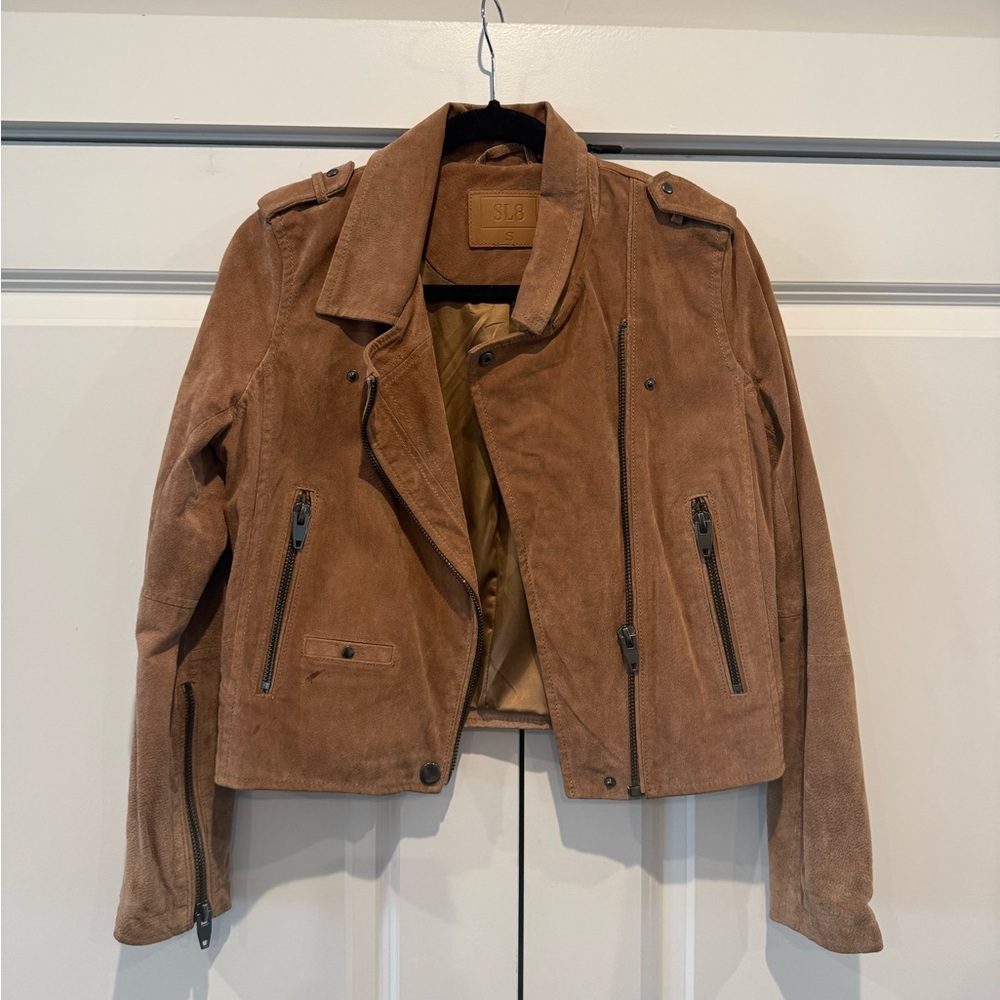 Blank NYC SL8 Moto Suede Biker Jacket Size Small